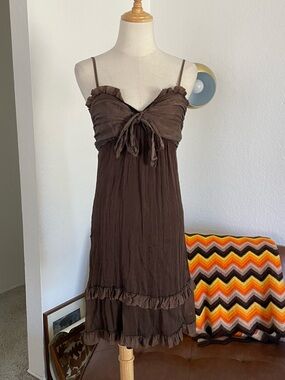Italian Silk Ruffle Fairy Boho Coastal Mini Dress